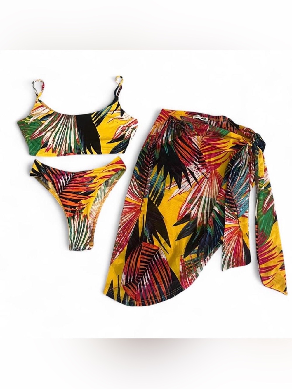Fashion Nova Colorful Tropical Print Women's Sun Suit Set